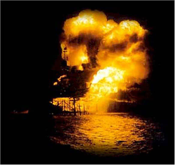 Deep water oil rig explosion